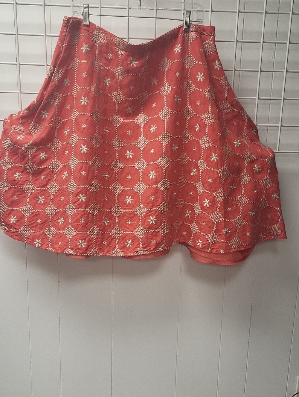 Parisian SIGNATURE Coral Embroidered A-Line Skirt, Size 16